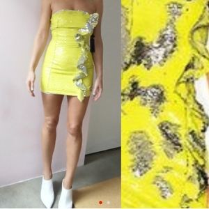Nwt H:ours sequin yellow & silver holiday dress xs